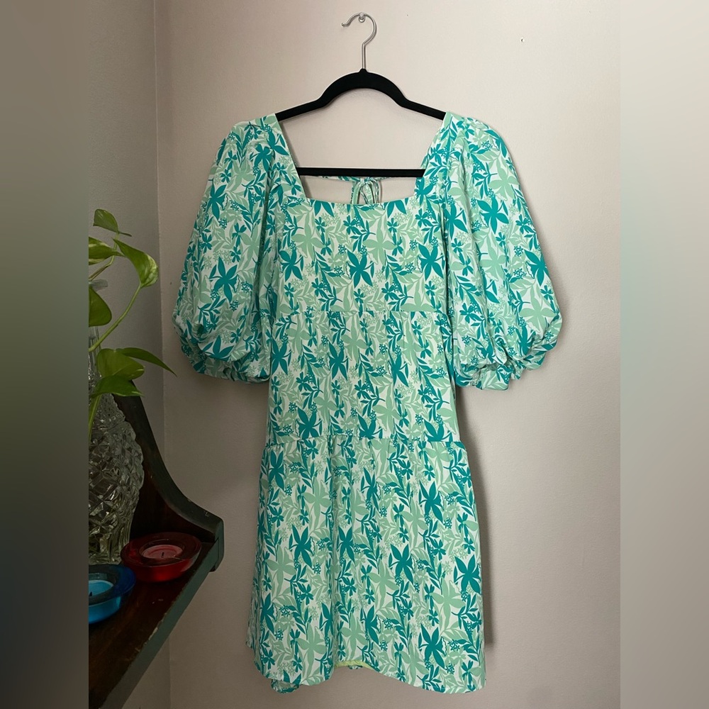 Green Floral Smock Dress - Nasty Gal Brand